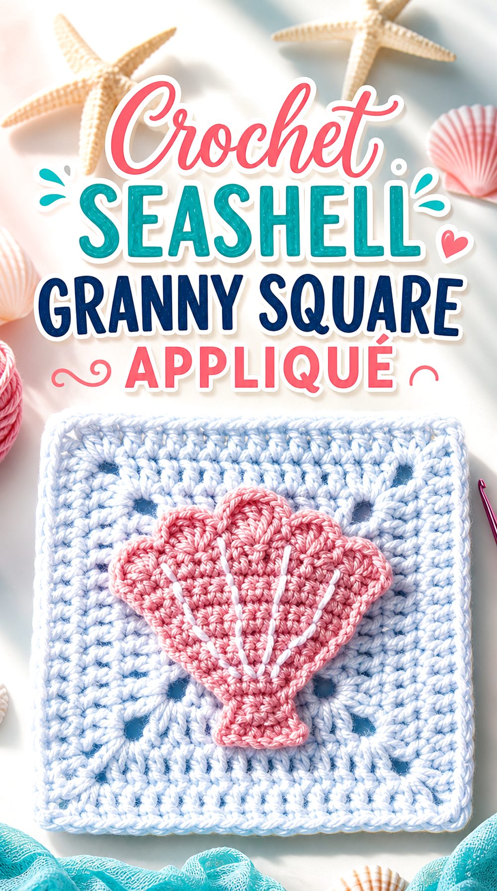 Crochet Seashell Granny Square Appliqué