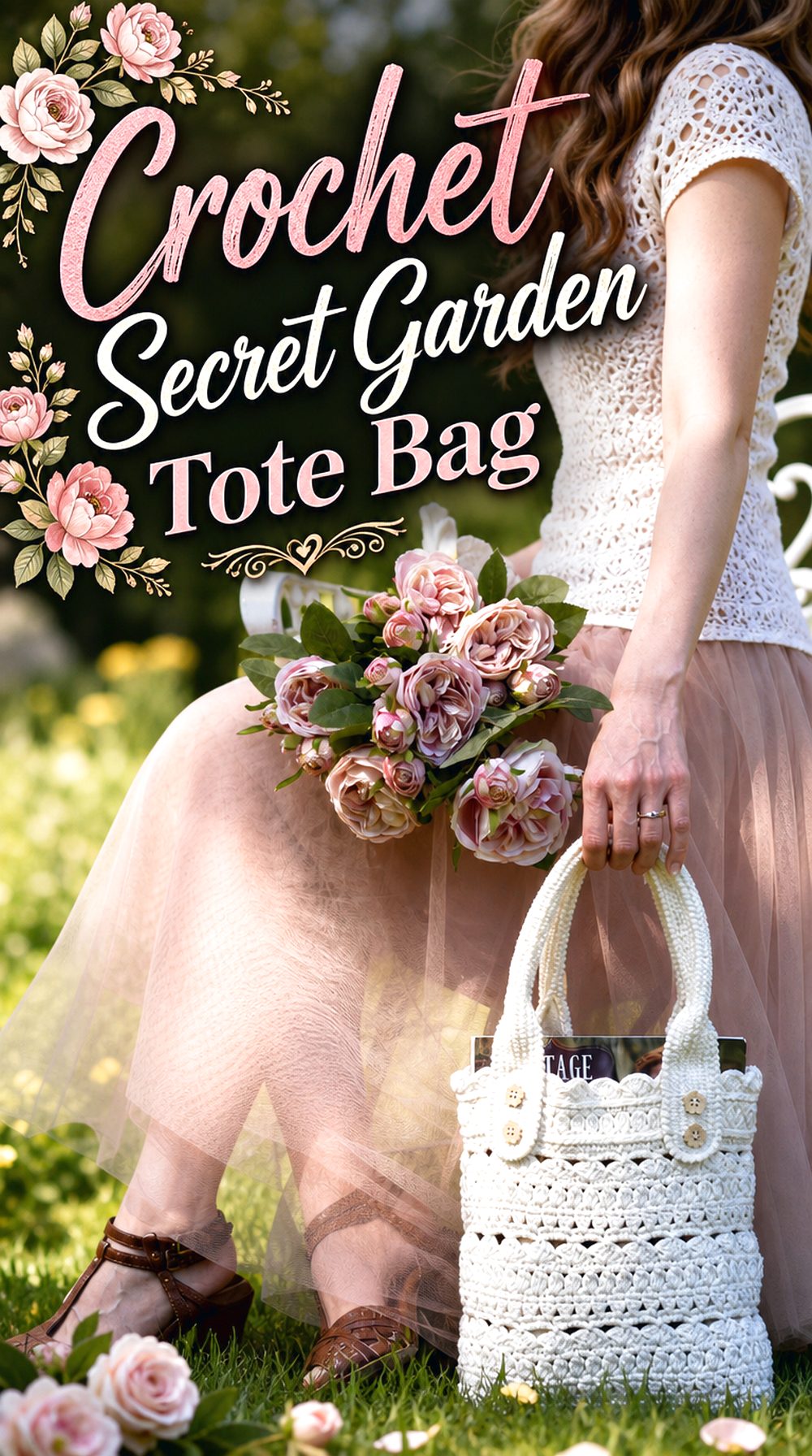 Crochet Secret Garden Tote Bag