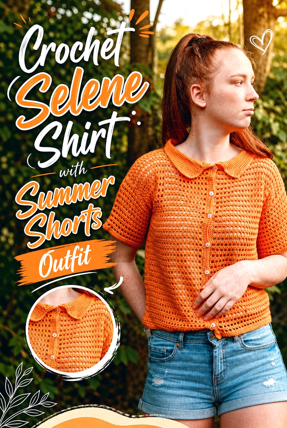 Crochet Selene Shirt with Summer Shorts Outfit