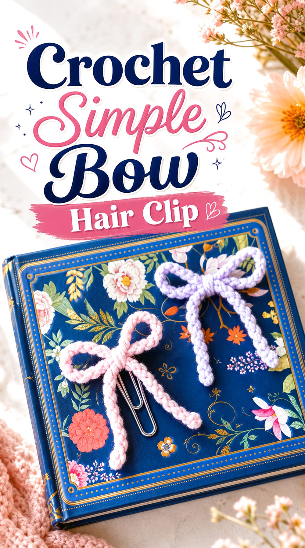 Crochet Simple Bow Hair Clip