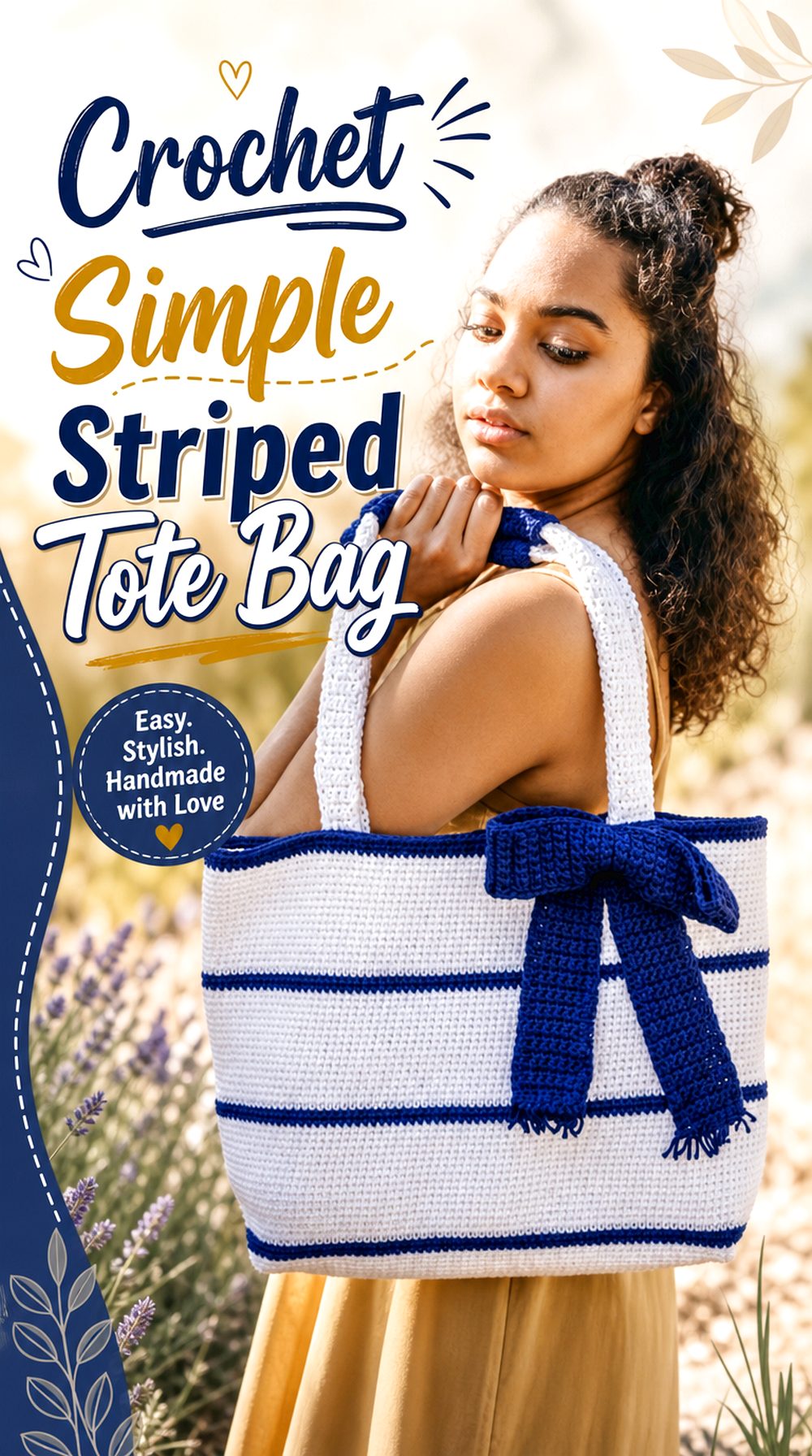 Crochet Simple Striped Tote Bag