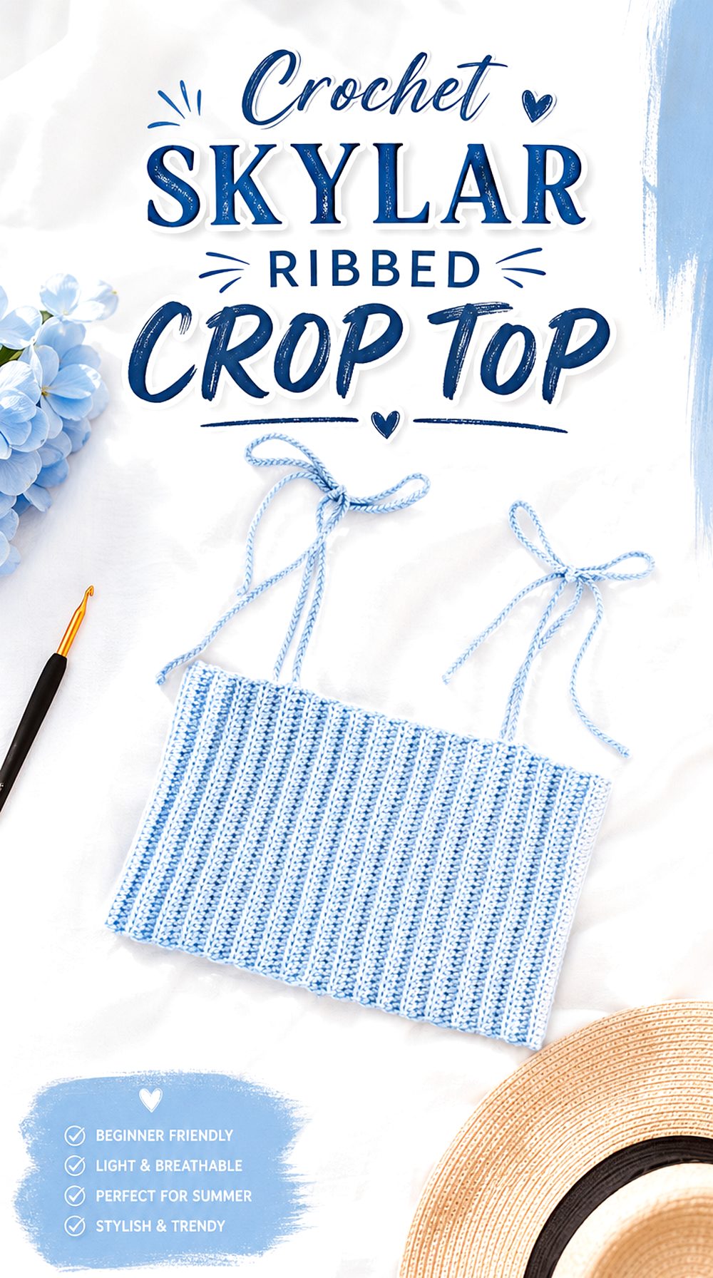 Crochet Skylar Ribbed Crop Top