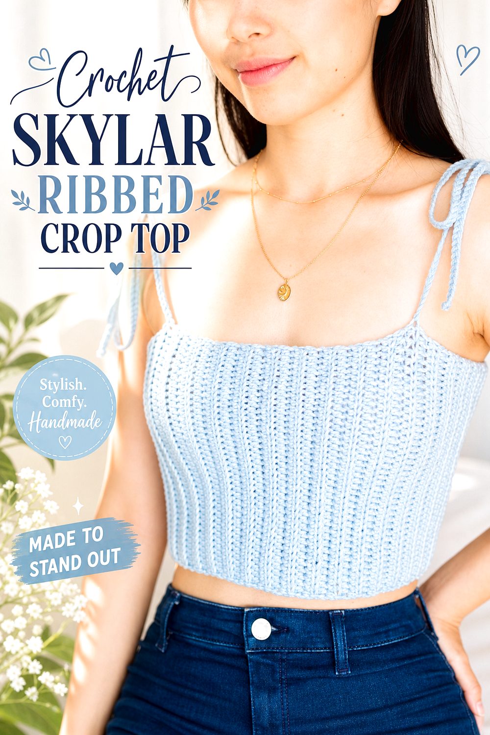 Crochet Skylar Ribbed Crop Top