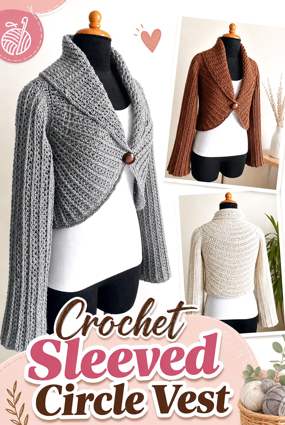 Crochet Sleeved Circle Vest