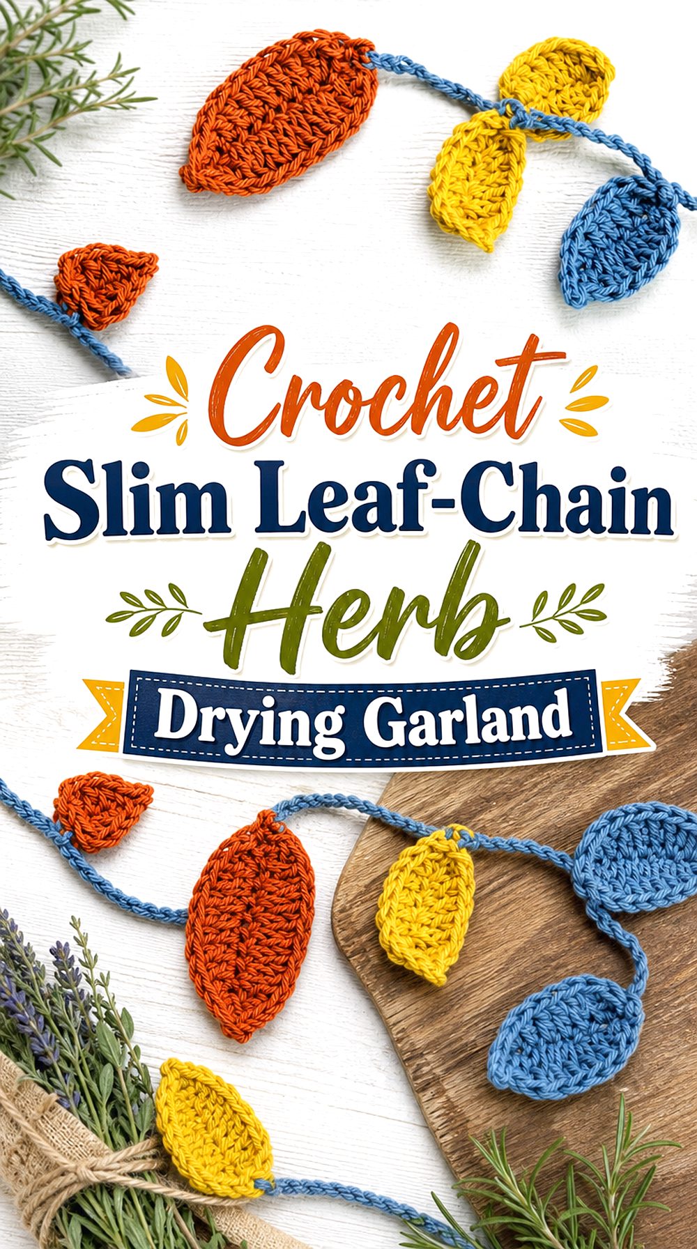 Crochet Slim Leaf Chain Herb Drying Garland