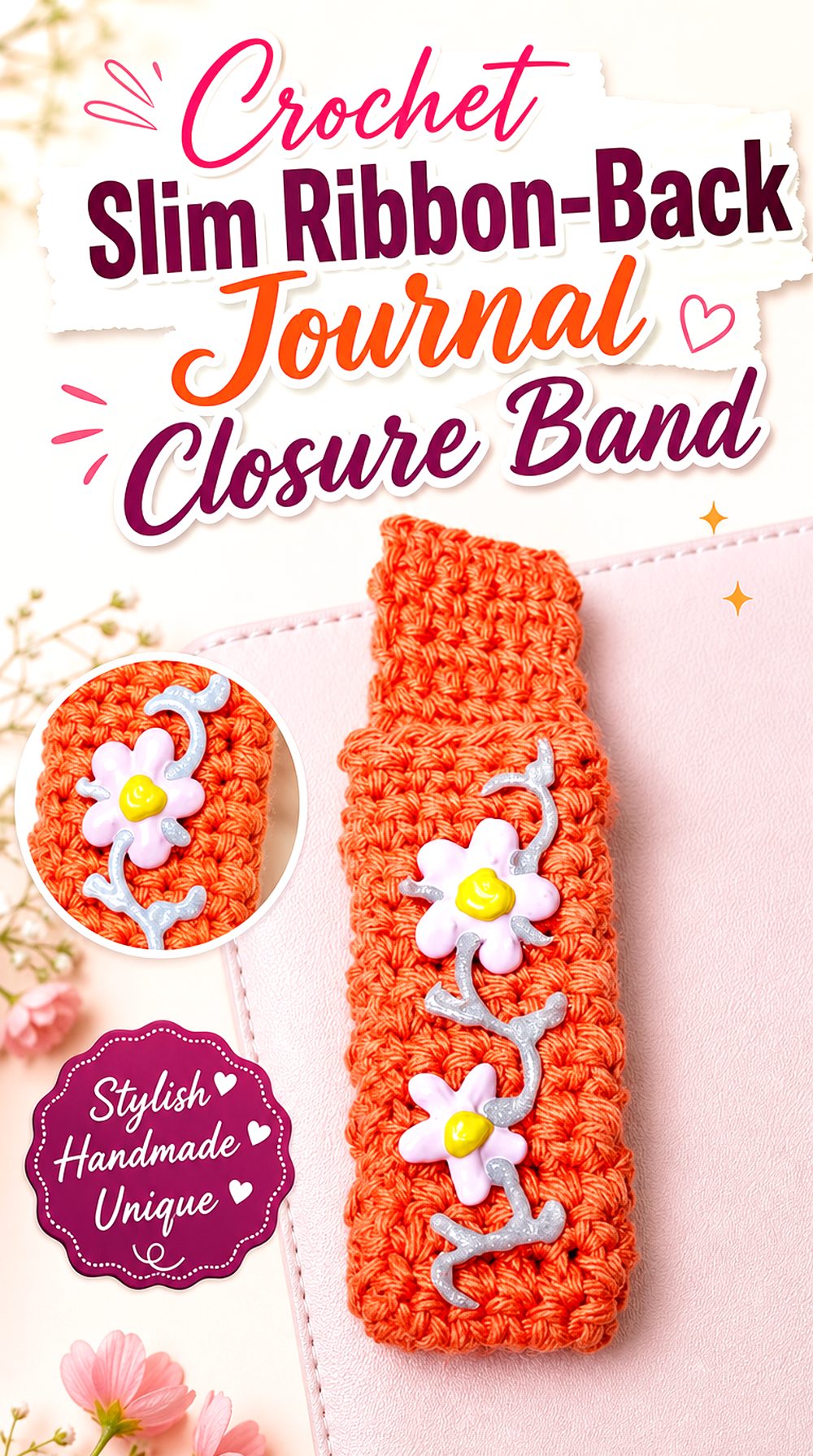 Crochet Slim Ribbon Back Journal Closure Band