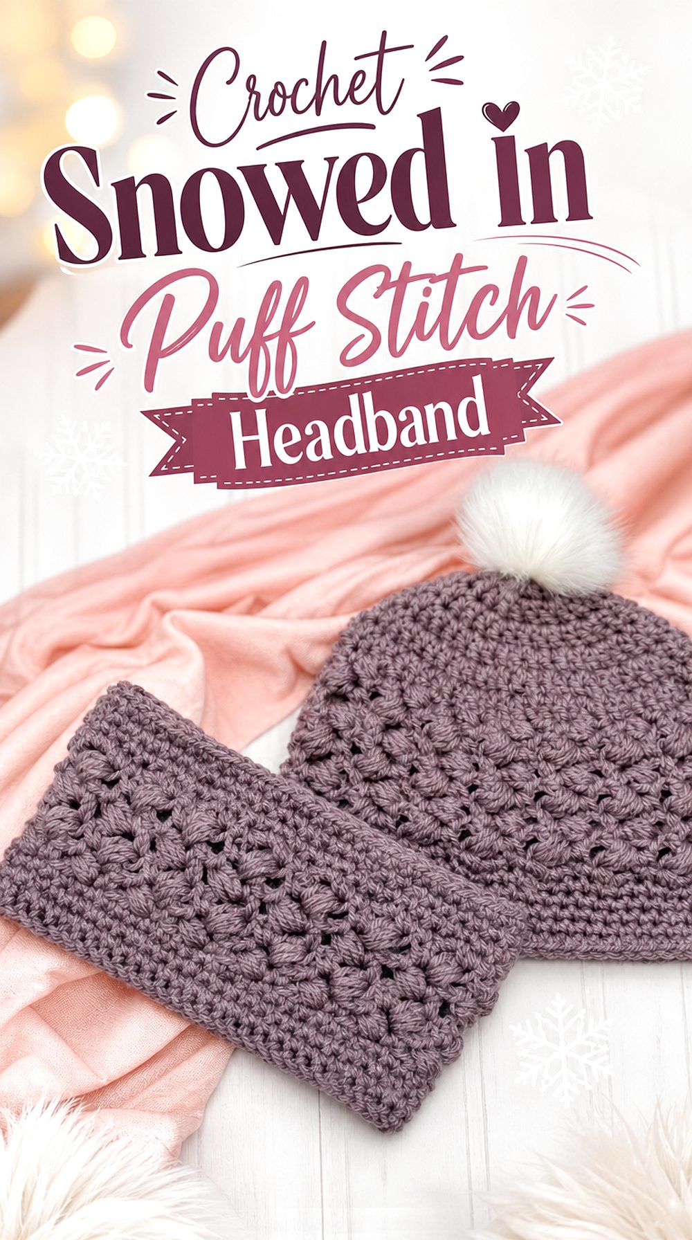 Crochet Snowed In Puff Stitch Headband