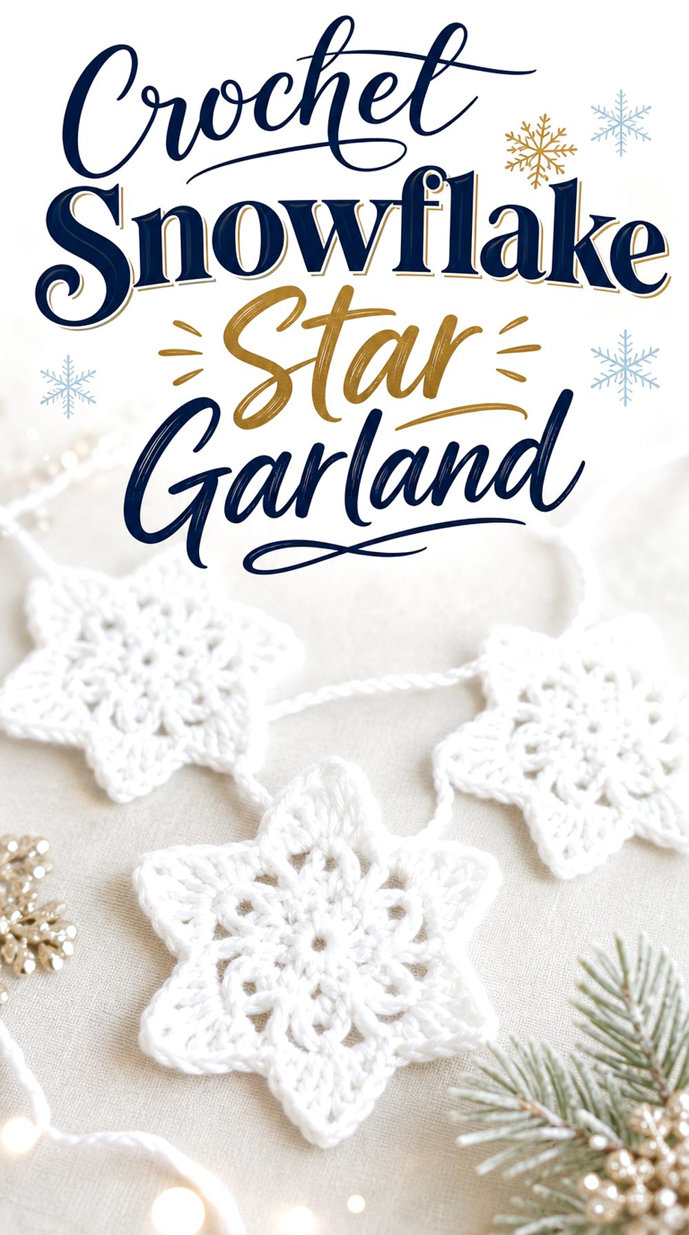 Crochet Snowflake Star Garland