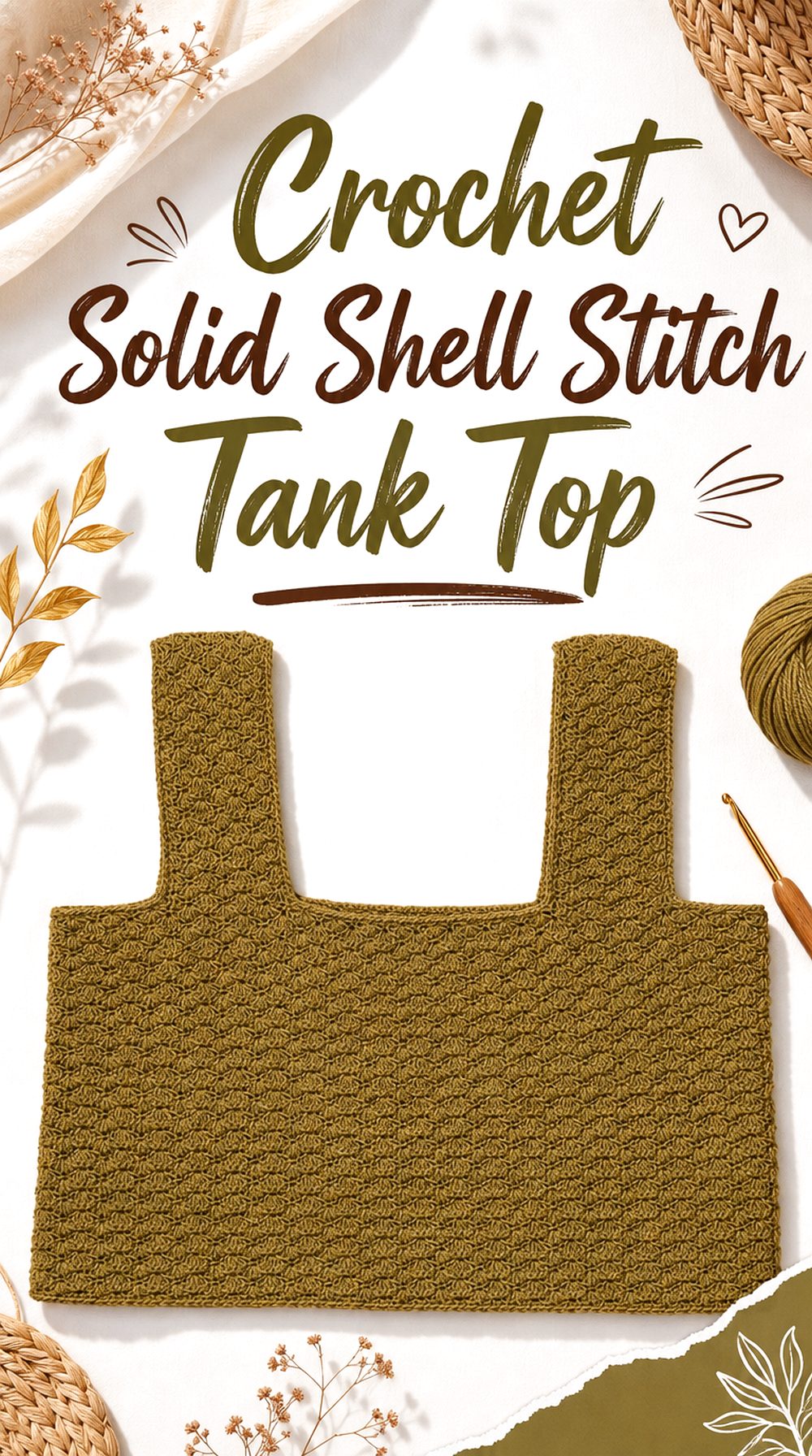 Crochet Solid Shell Stitch Tank Top