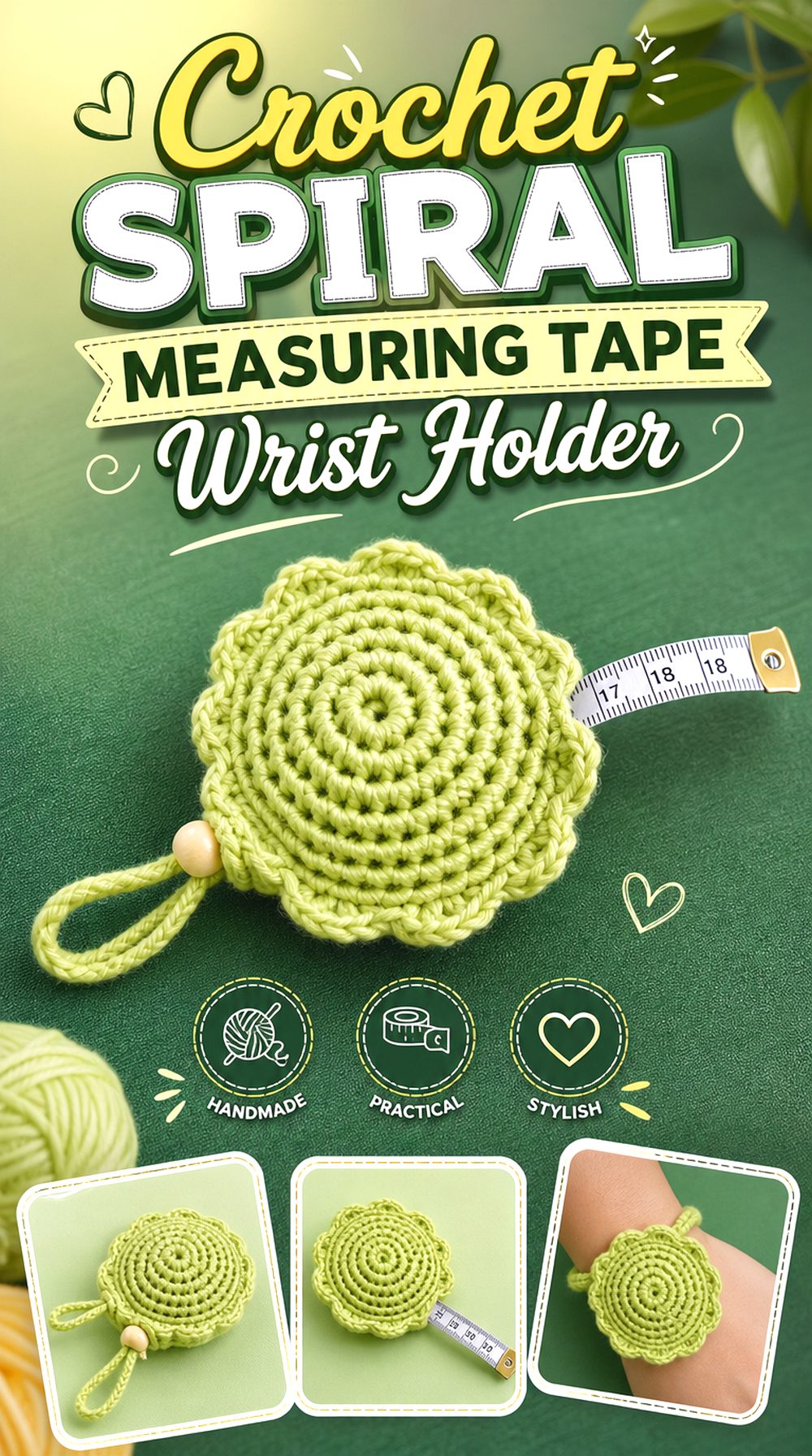 Crochet Spiral Measuring Tape Wrist Holder