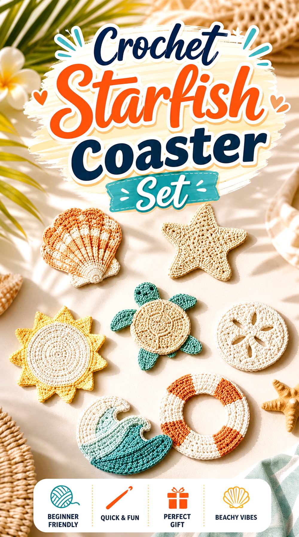 Crochet Starfish Coaster Set