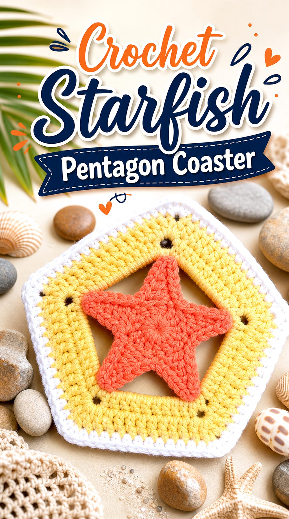 Crochet Starfish Pentagon Coaster