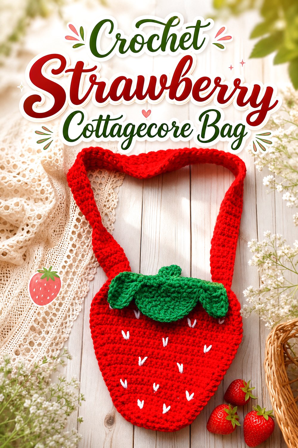 Crochet Strawberry Cottagecore Bag