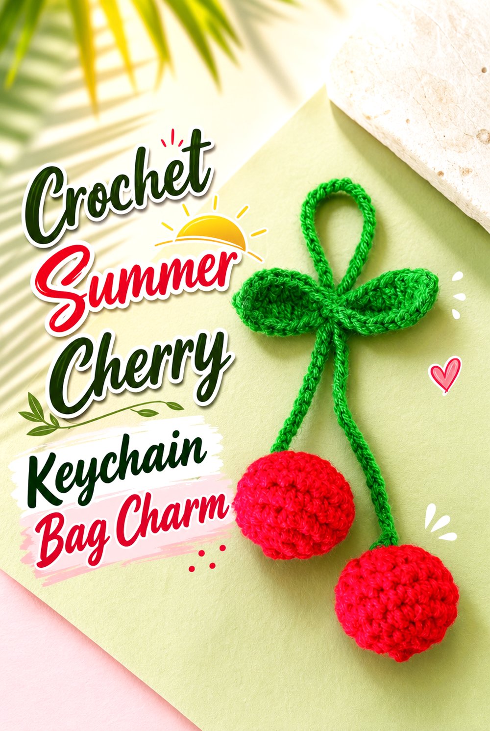 Crochet Summer Cherry Keychain Bag Charm