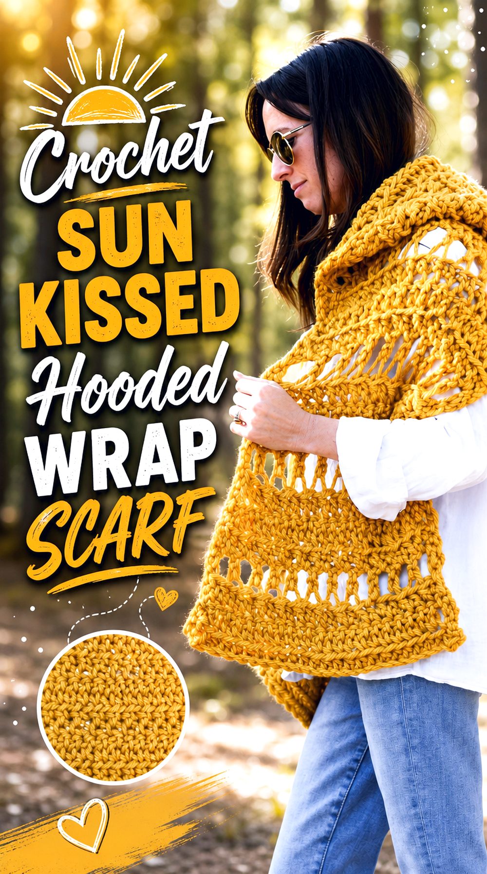 Crochet Sun Kissed Hooded Wrap Scarf