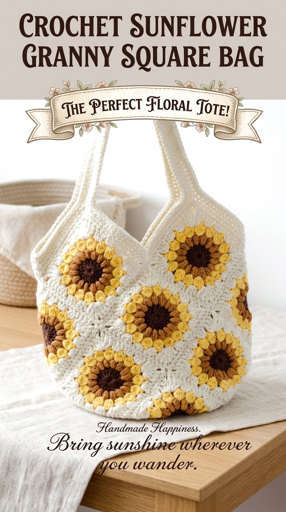 Crochet Sunflower Granny Square Bag