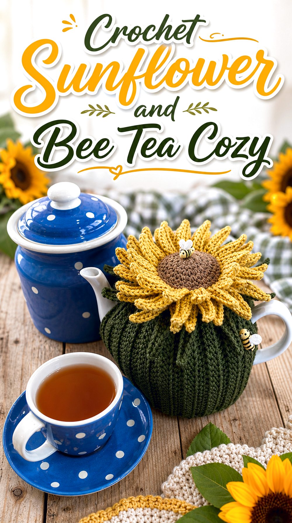Crochet Sunflower and Bee Tea Cozy