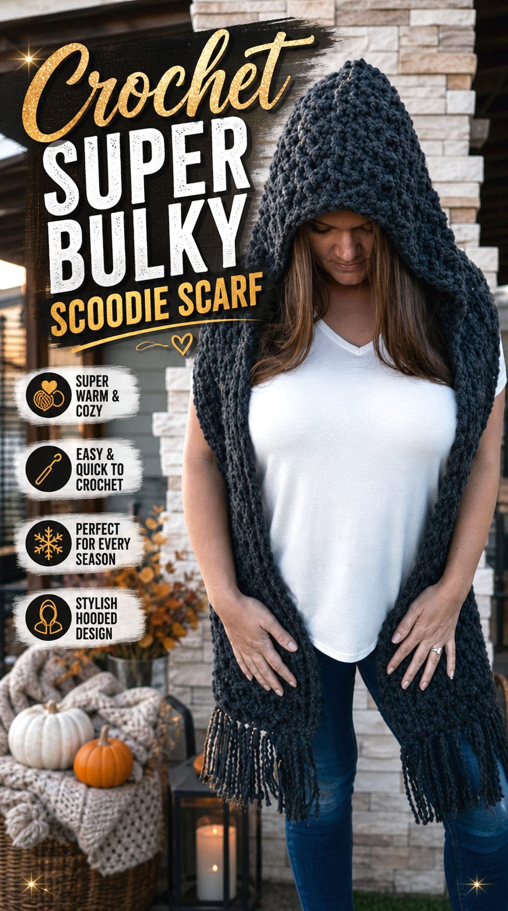 Crochet Super Bulky Scoodie Scarf