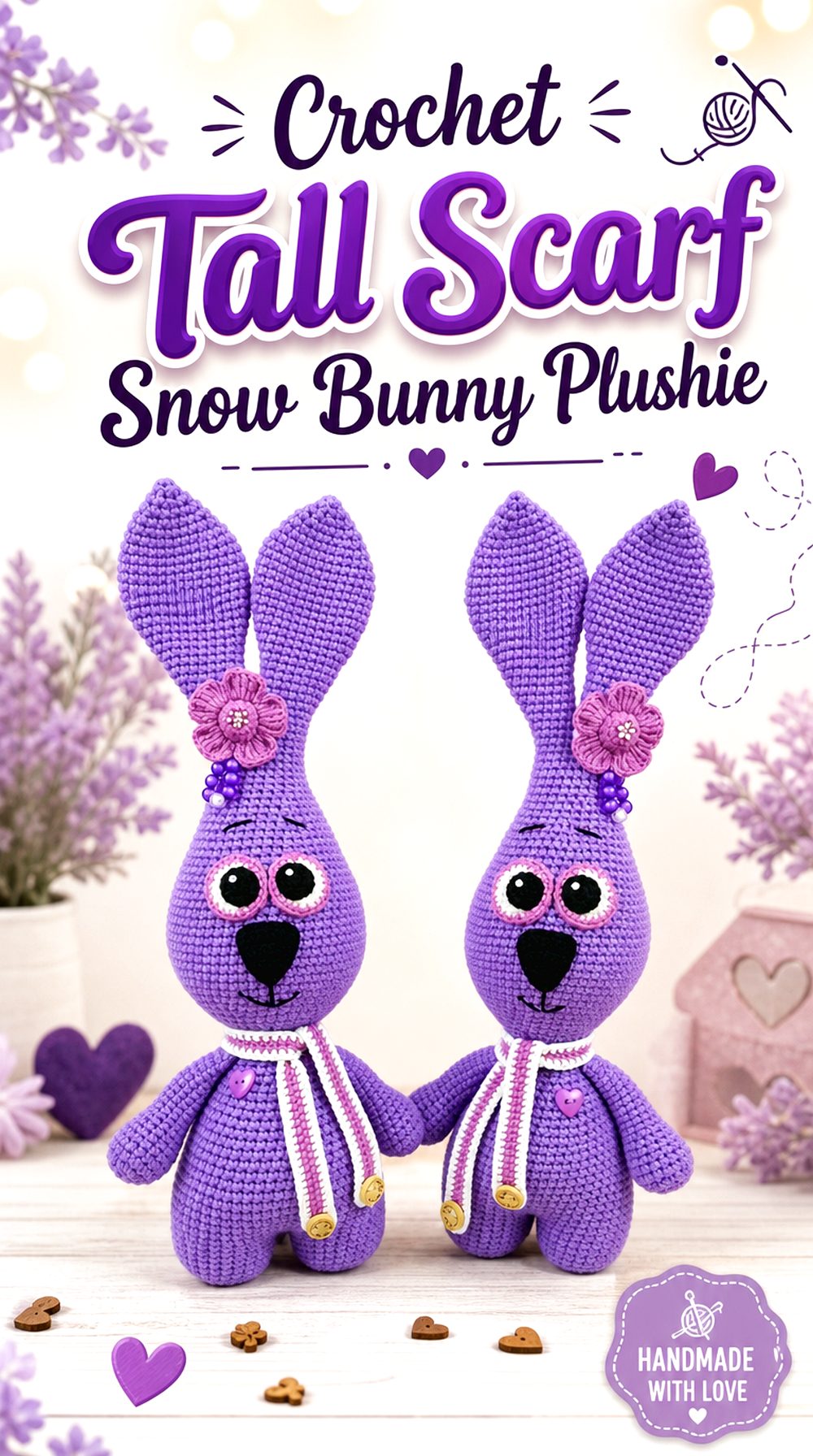 Crochet Tall Scarf Snow Bunny Plushie