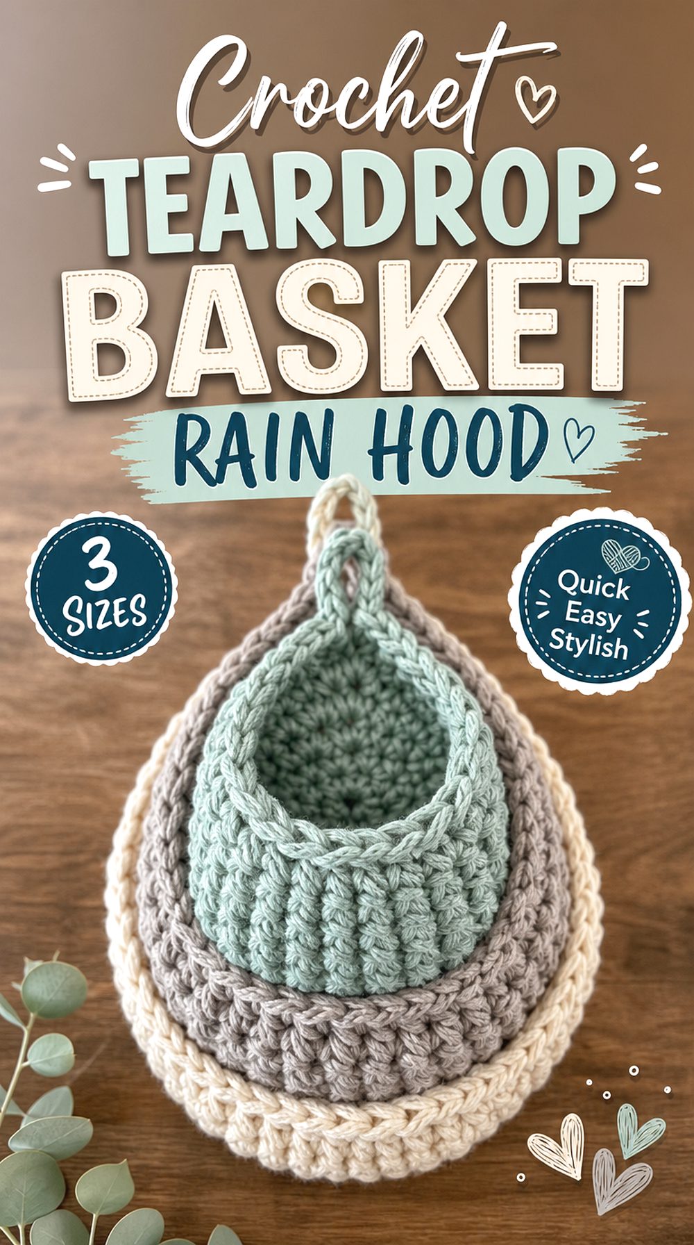 Crochet Teardrop Basket Rain Hood