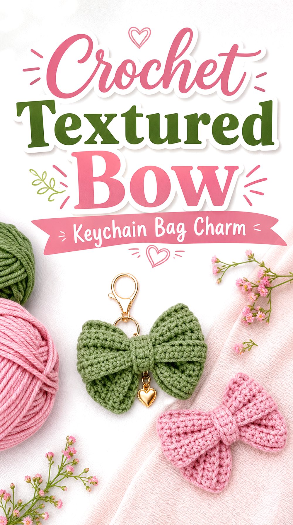 Crochet Textured Bow Keychain Bag Charm