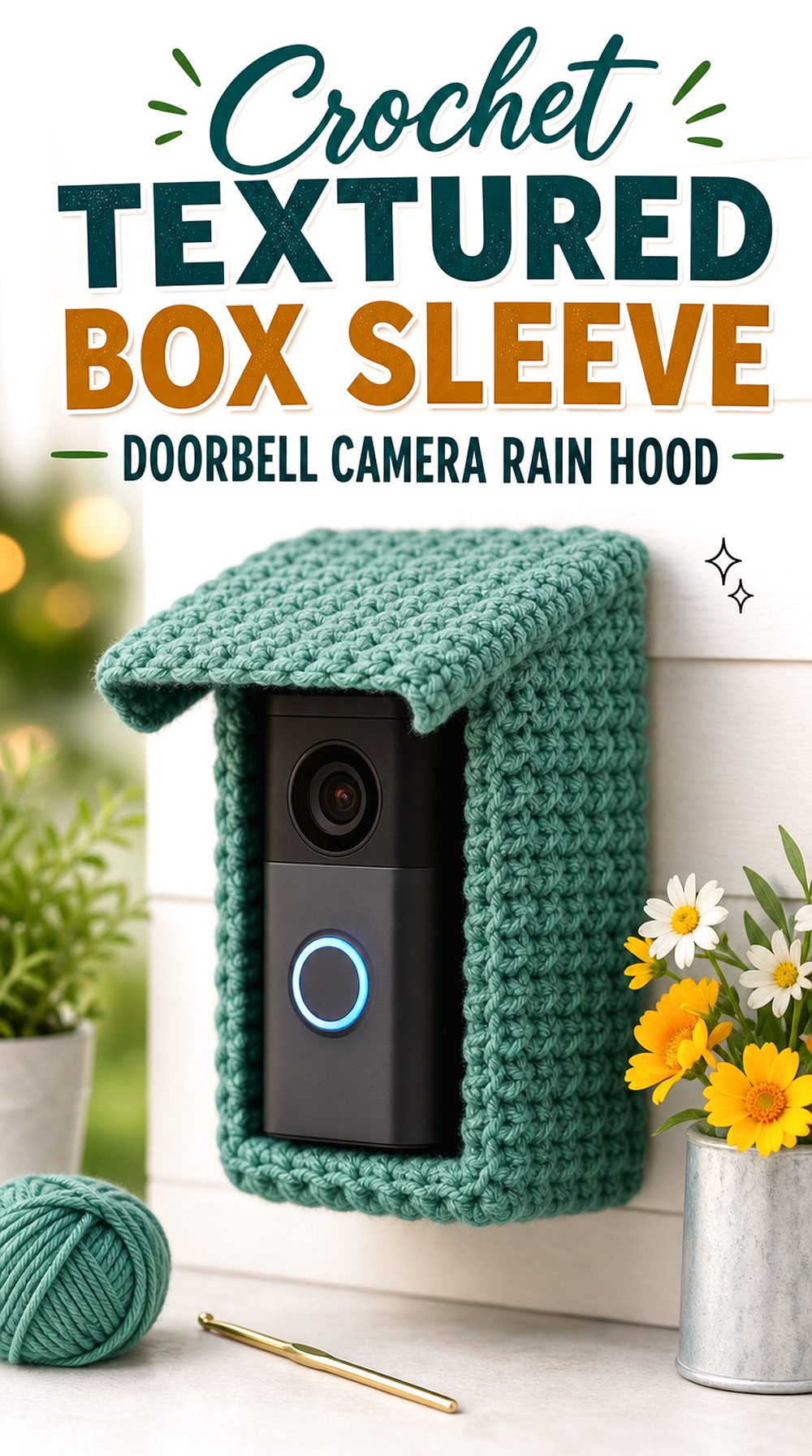 Crochet Textured Box Sleeve Doorbell Camera Rain Hood
