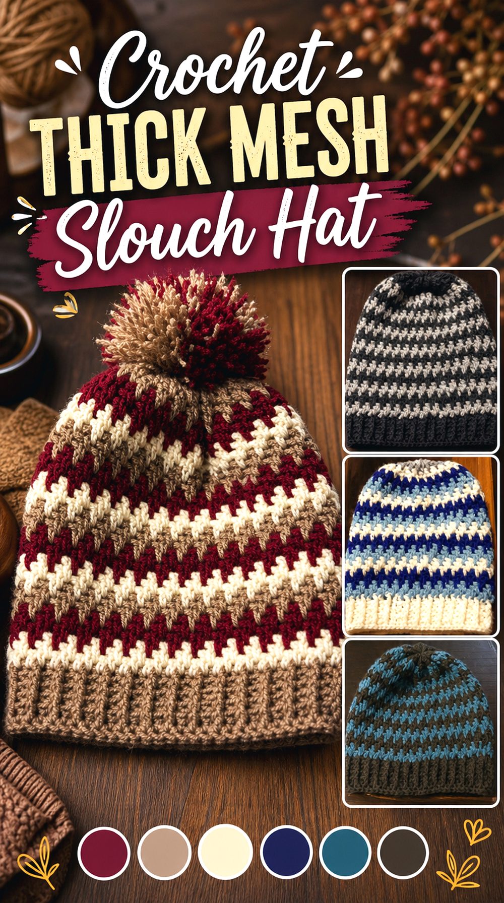 Crochet Thick Mesh Slouch Hat