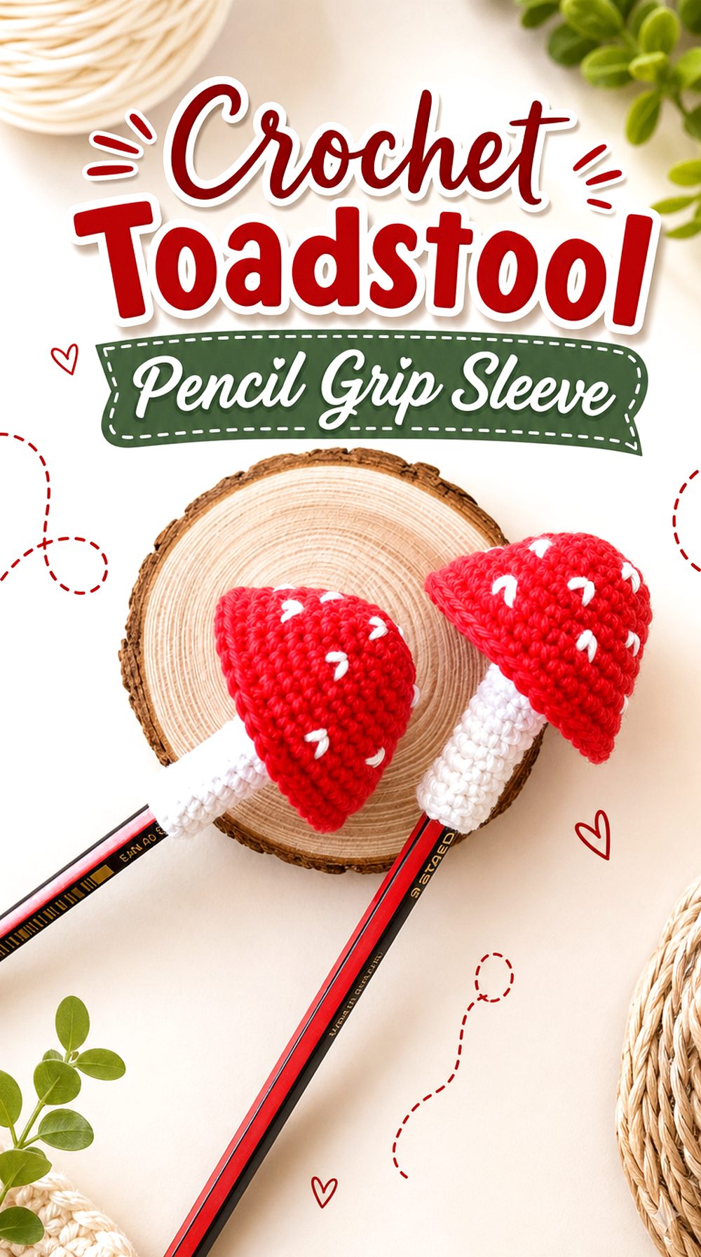 Crochet Toadstool Pencil Grip Sleeve