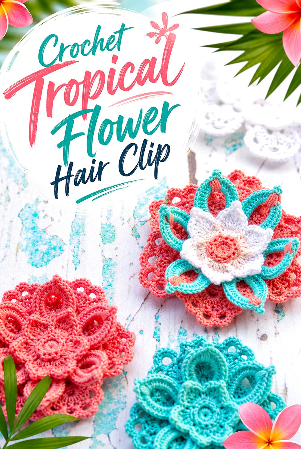Crochet Tropical Flower Hair Clip