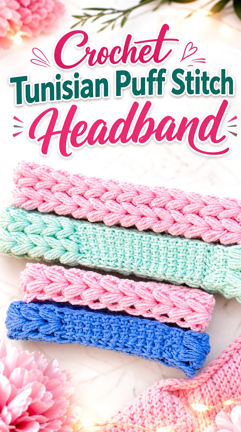 Crochet Tunisian Puff Stitch Headband