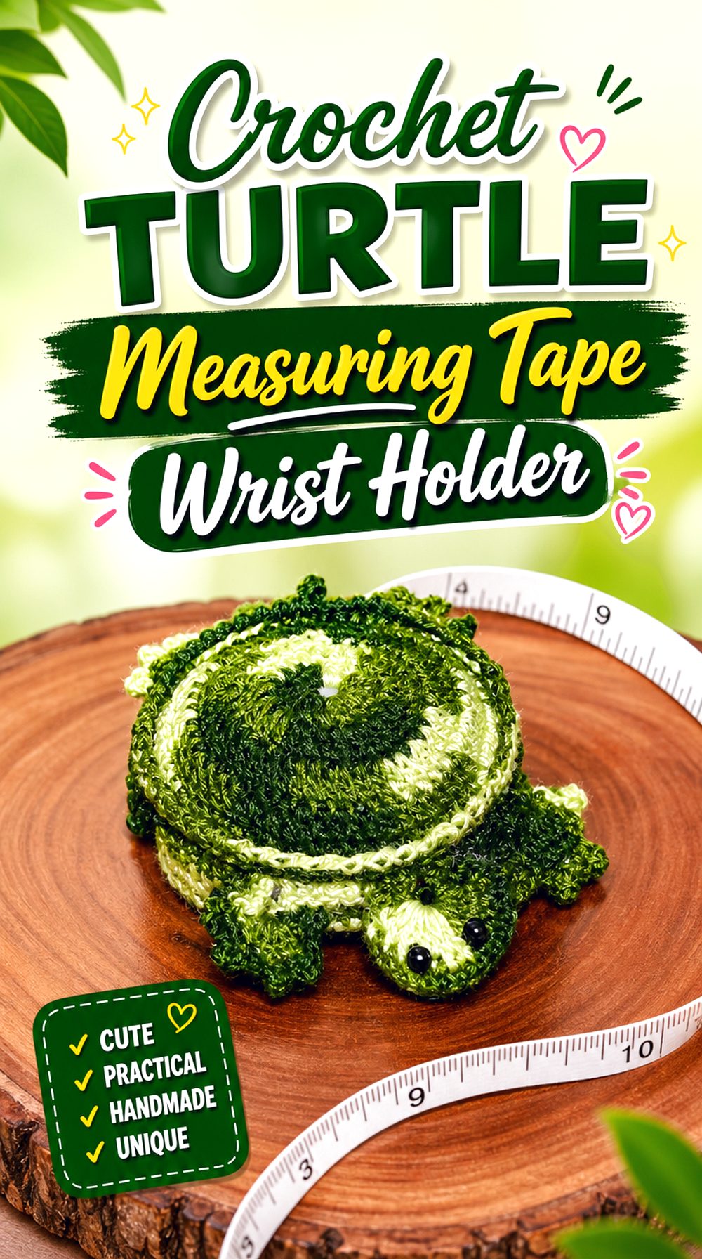 Crochet Turtle Measuring Tape Wrist Holder