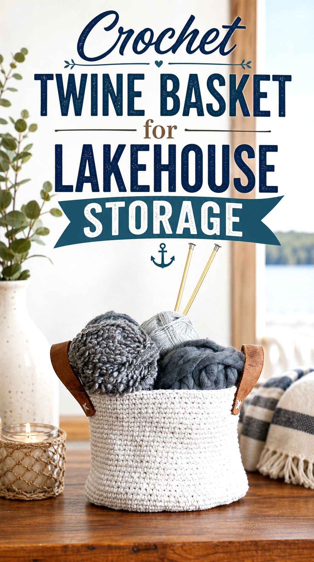 Crochet Twine Basket for Lakehouse Storage