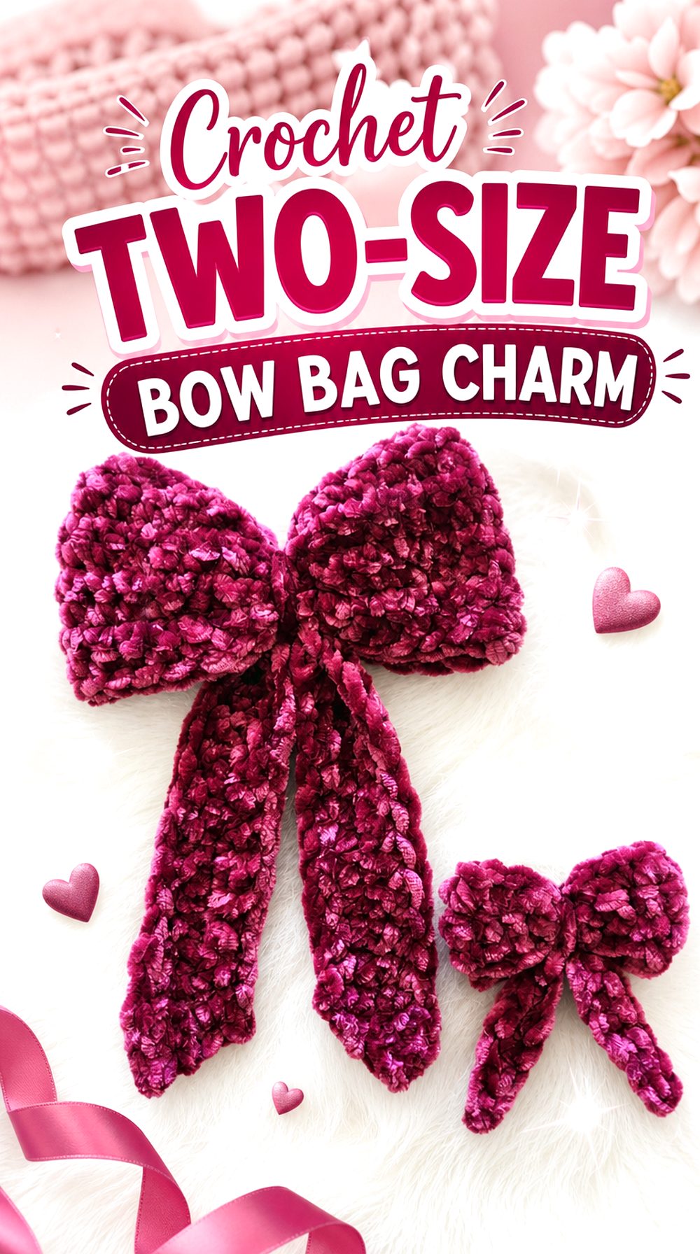 Crochet Two Size Bow Bag Charm