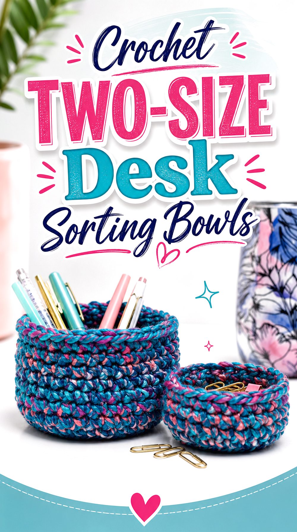 Crochet Two Size Desk Sorting Bowls