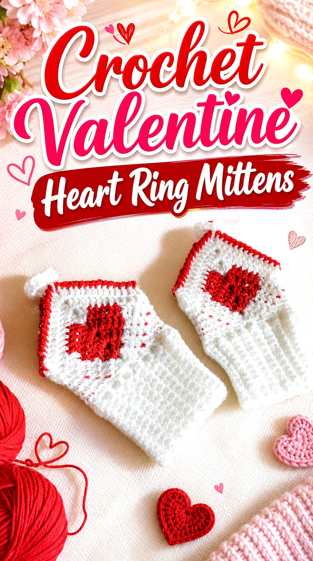 Crochet Valentine Heart Ring Mittens