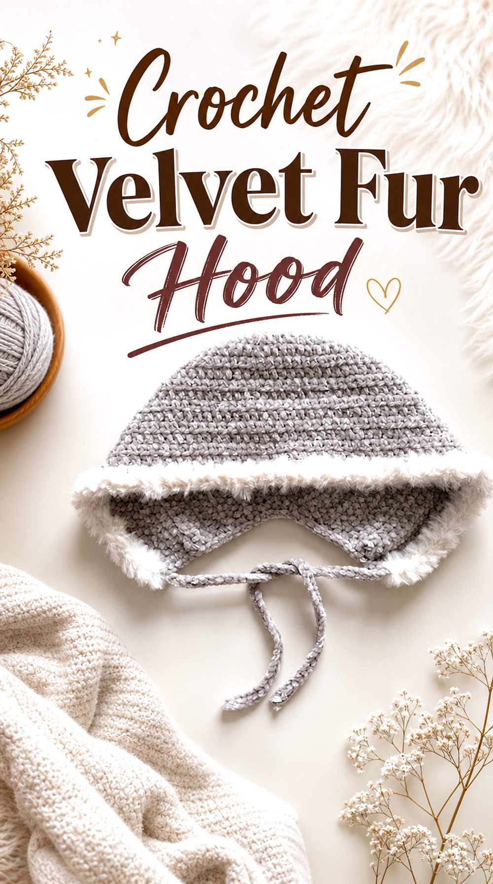 Crochet Velvet Fur Hood