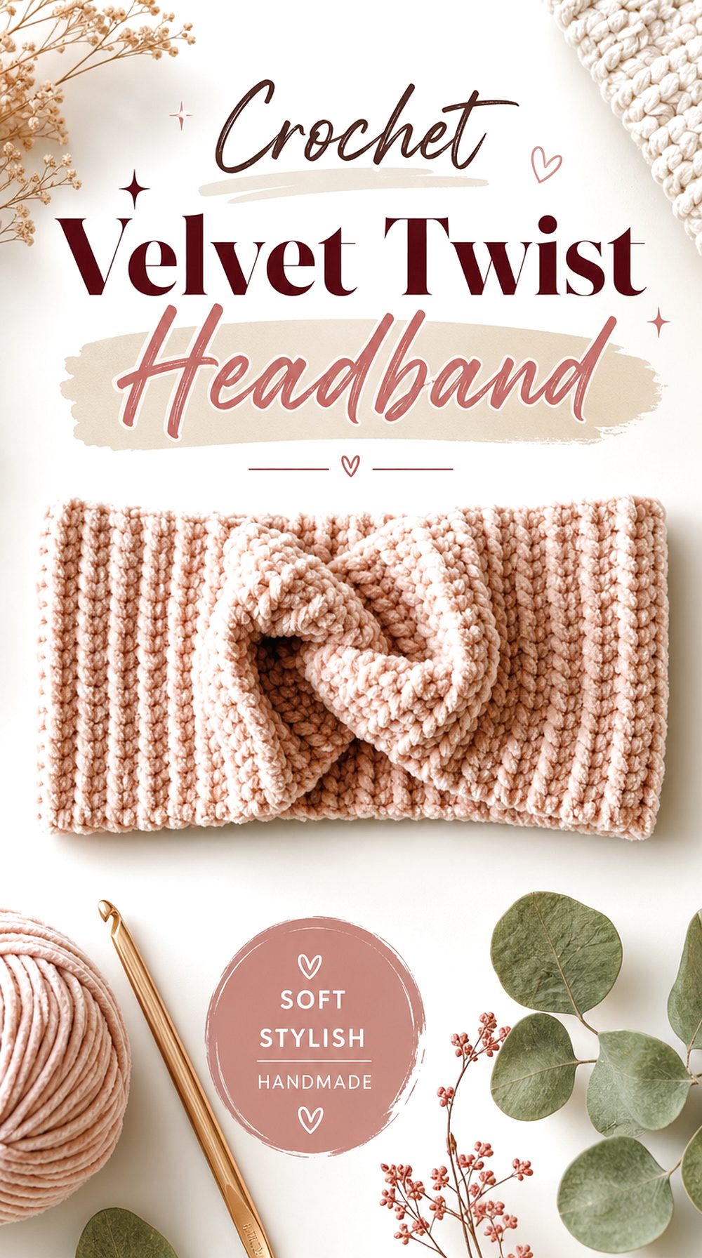 Crochet Velvet Twist Headband