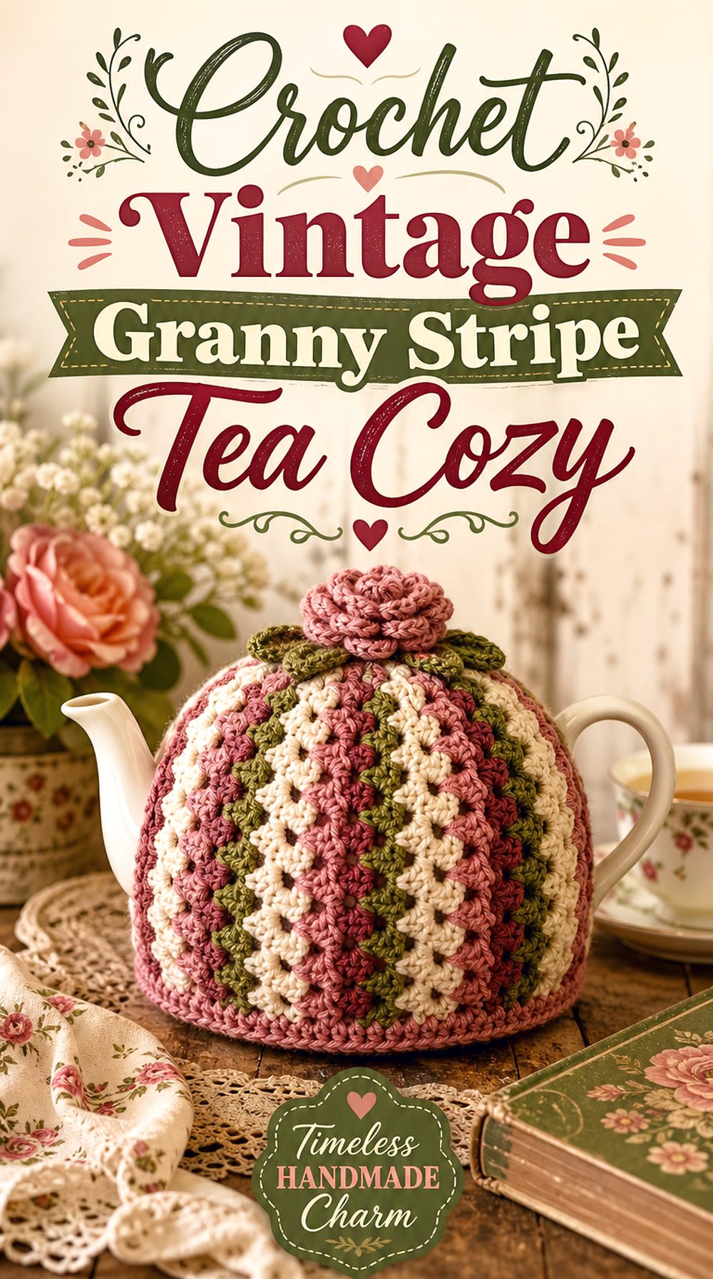 Crochet Vintage Granny Stripe Tea Cozy