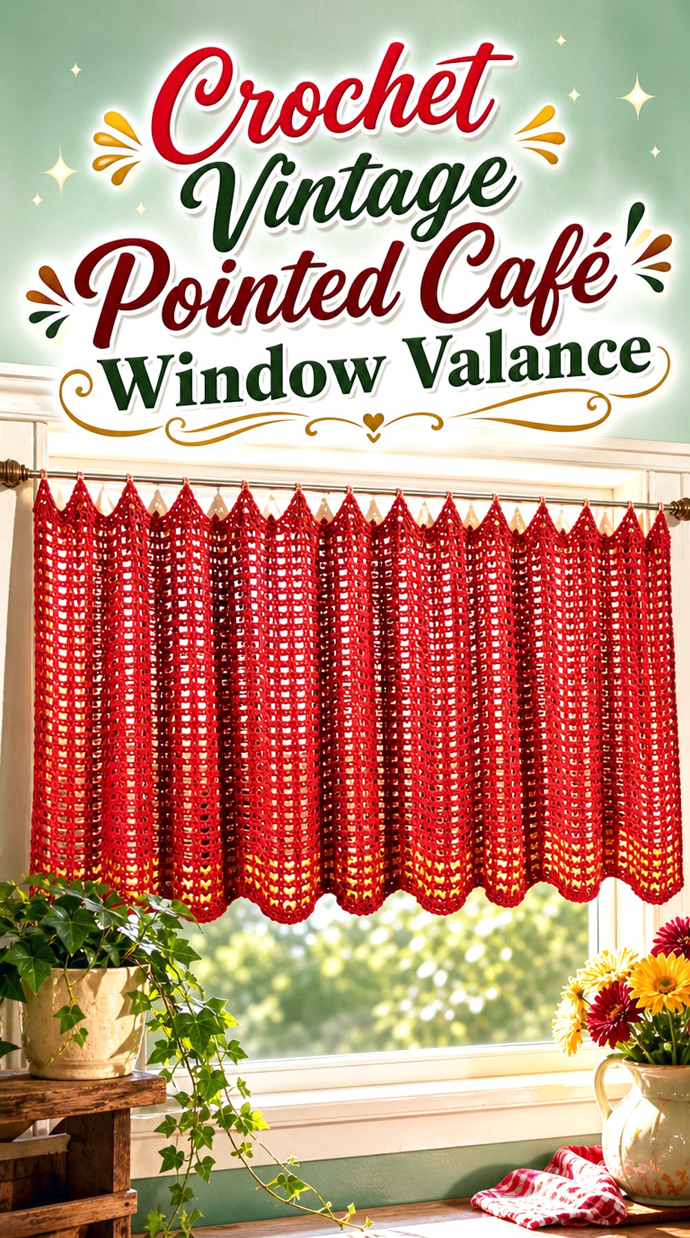 Crochet Vintage Pointed Café Window Valance