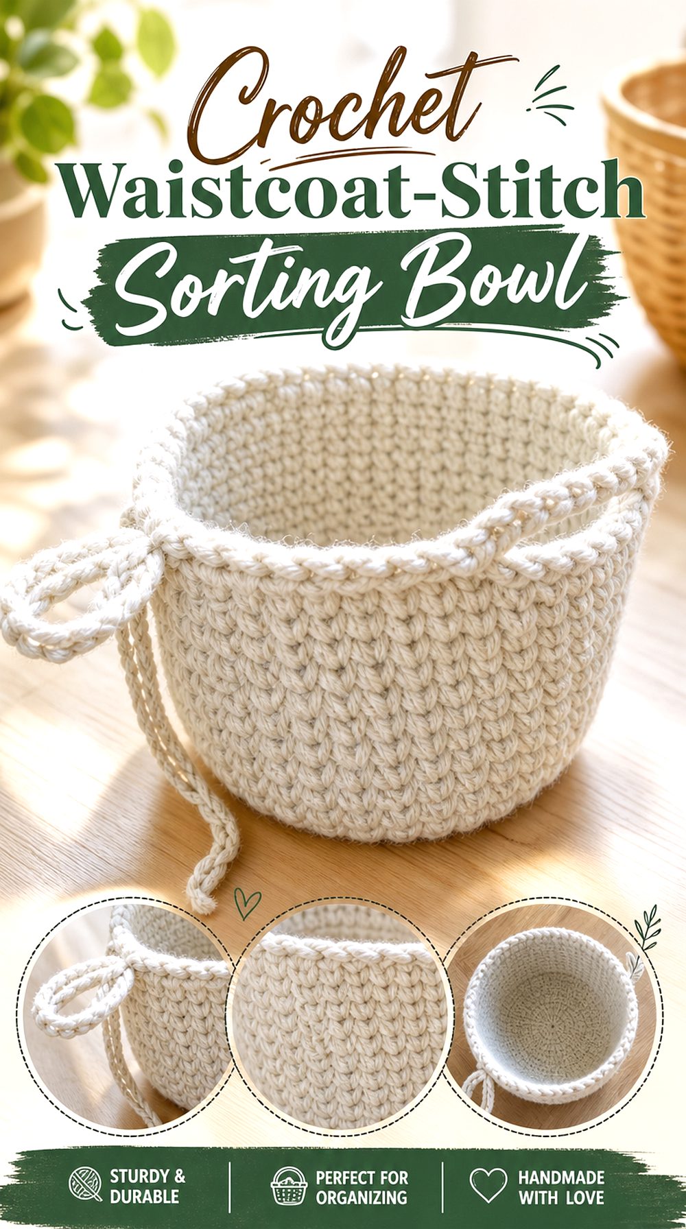 Crochet Waistcoat Stitch Sorting Bowl