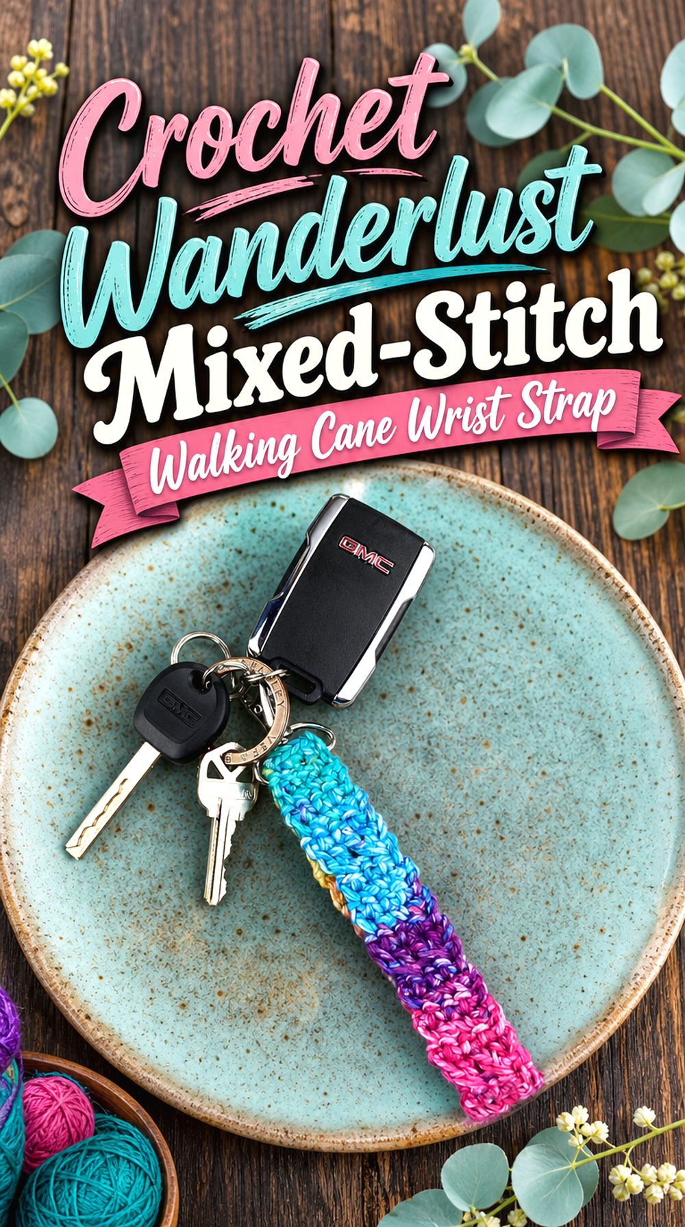 Crochet Wanderlust Mixed Stitch Walking Cane Wrist Strap