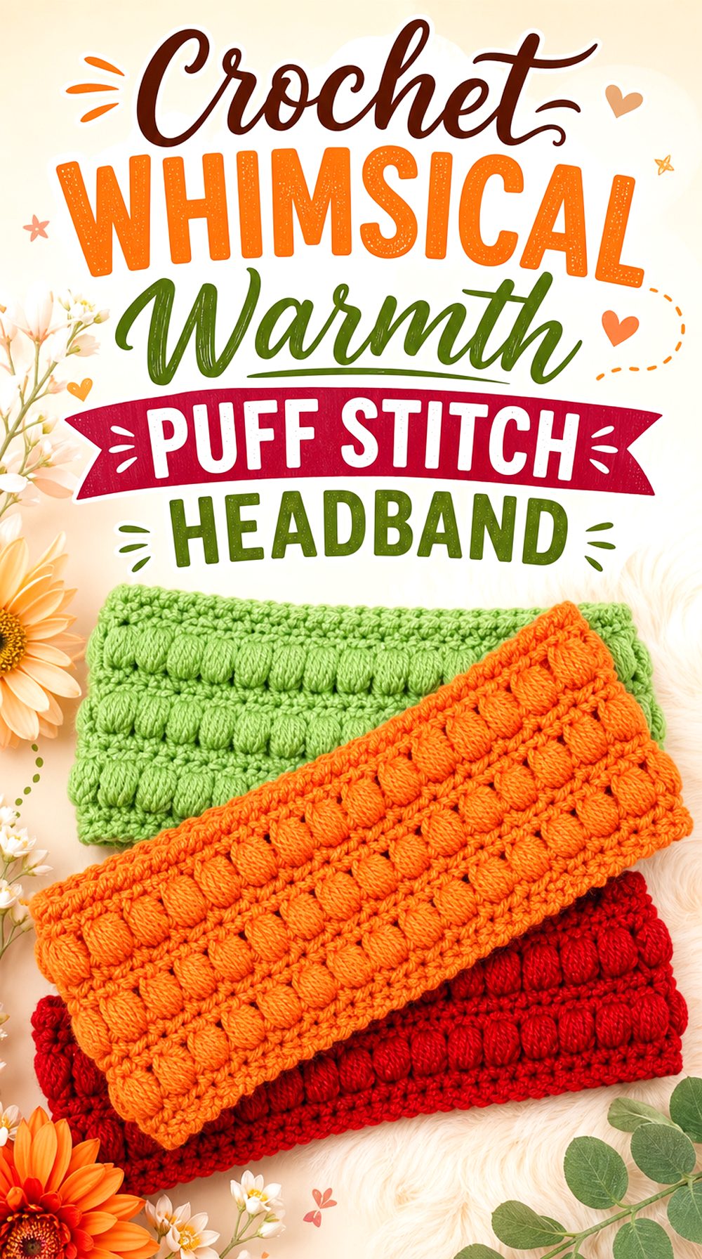 Crochet Whimsical Warmth Puff Stitch Headband