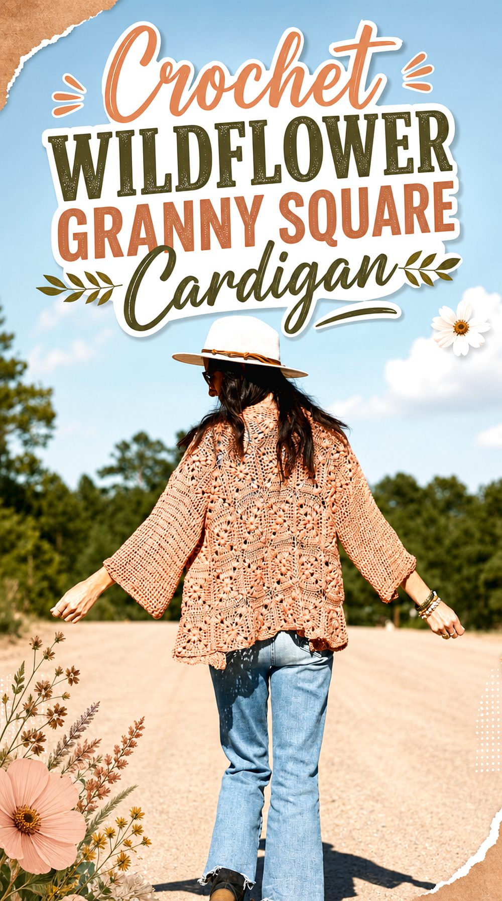 Crochet Wildflower Granny Square Cardigan