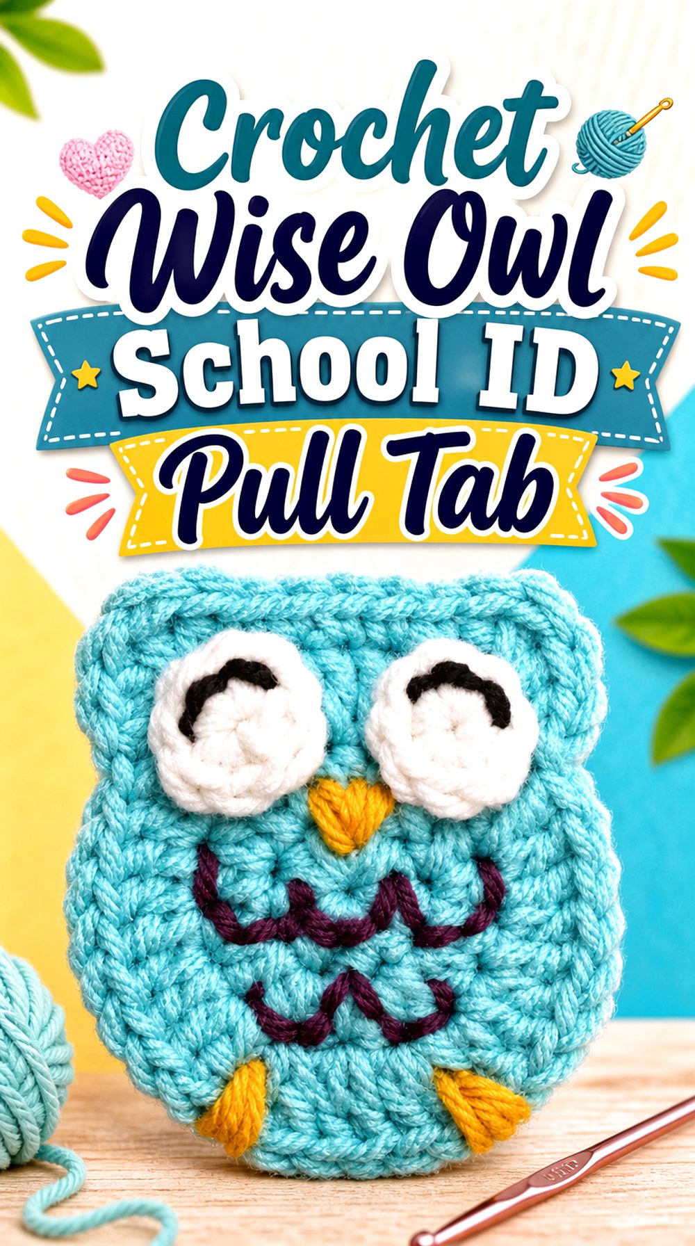 Crochet Wise Owl School ID Pull Tab