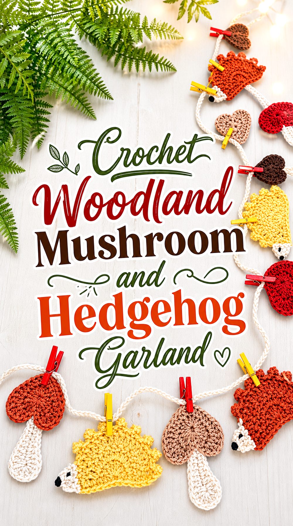 Crochet Woodland Mushroom and Hedgehog Garland
