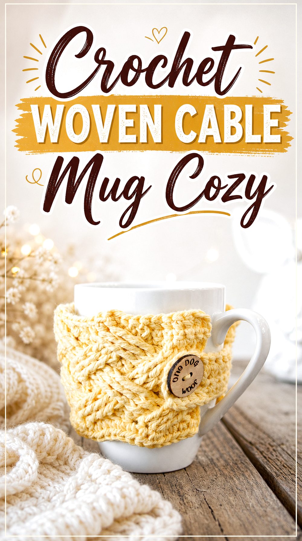 Crochet Woven Cable Mug Cozy