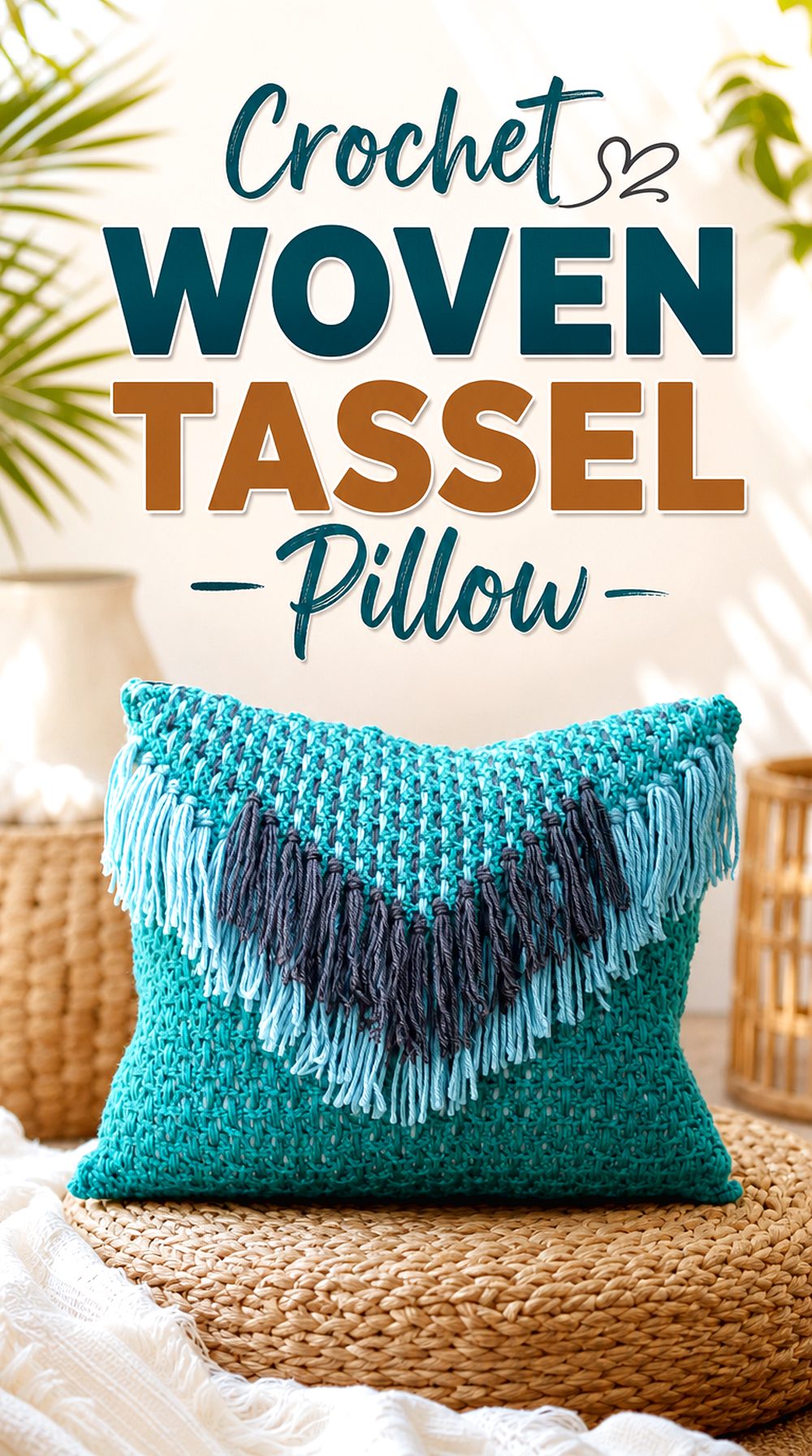 Crochet Woven Tassel Pillow