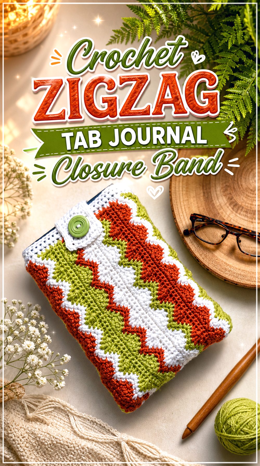 Crochet Zigzag Tab Journal Closure Band
