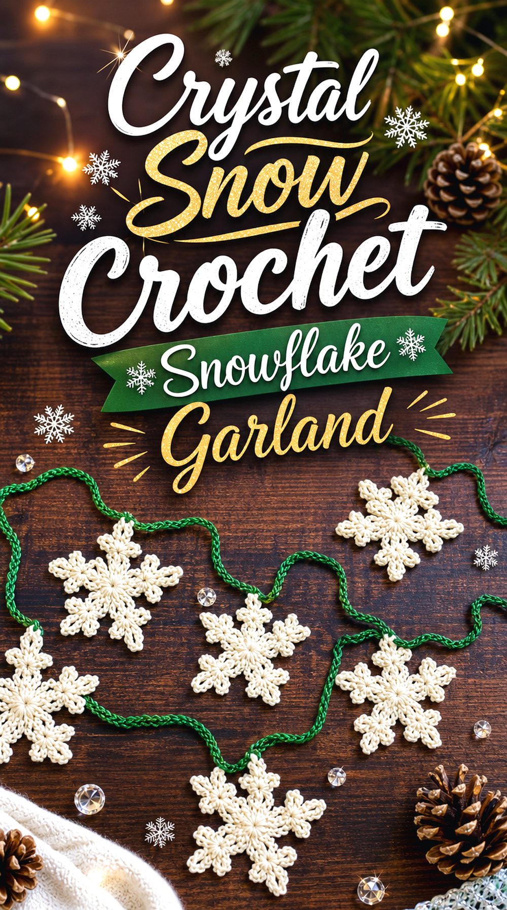 Crystal Snow Crochet Snowflake Garland