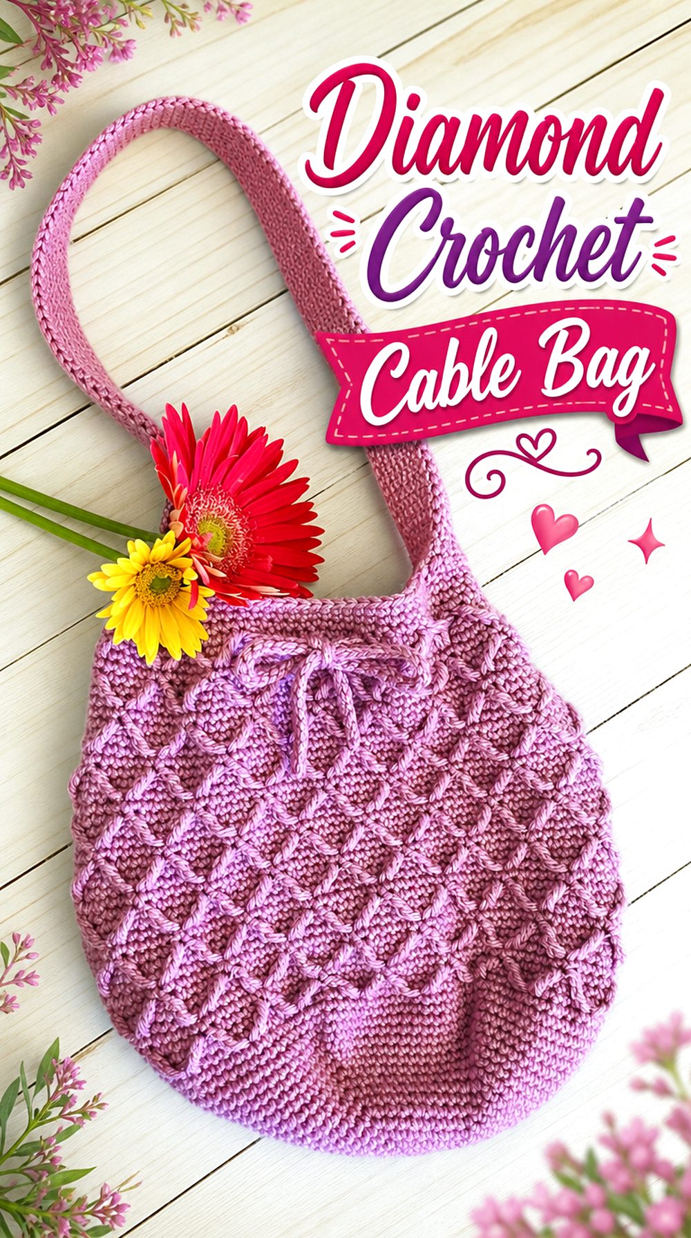 Diamond Crochet Cable Bag